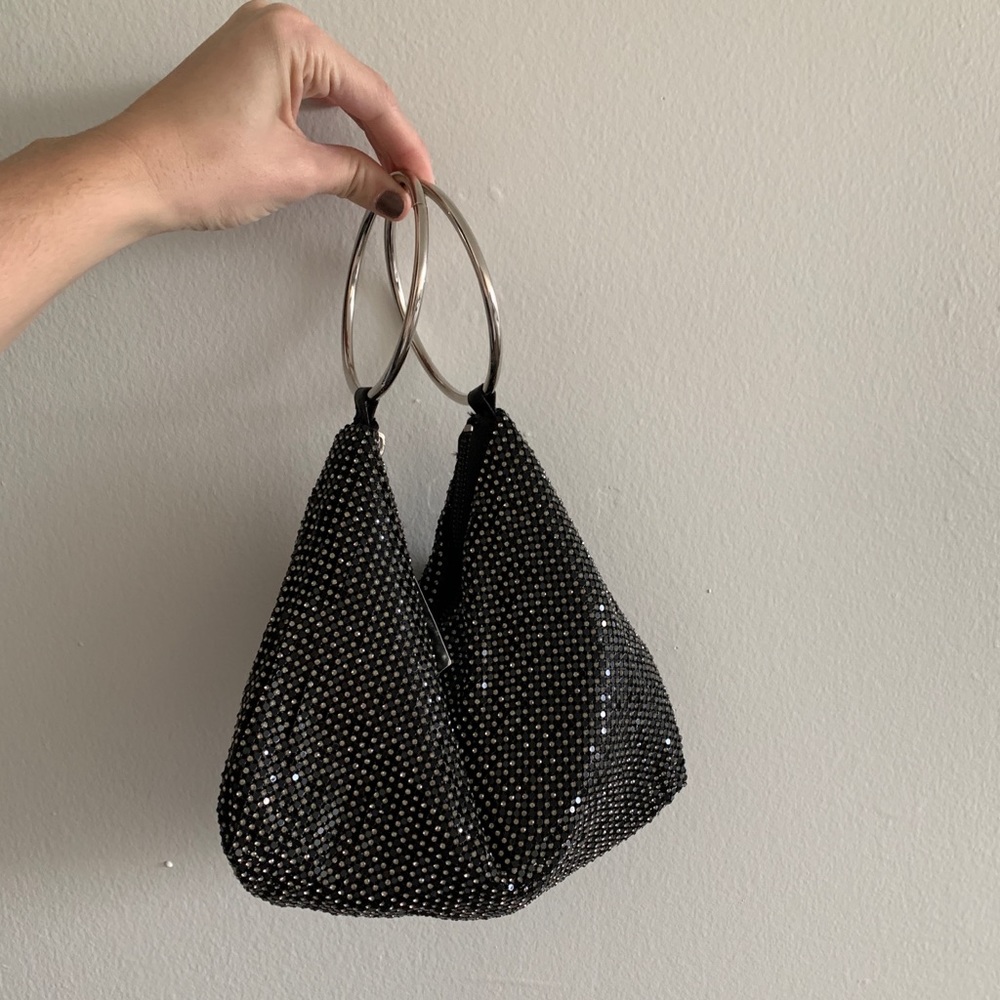 NWT Nina Crystal Mesh Ring Handle Evening Bag
